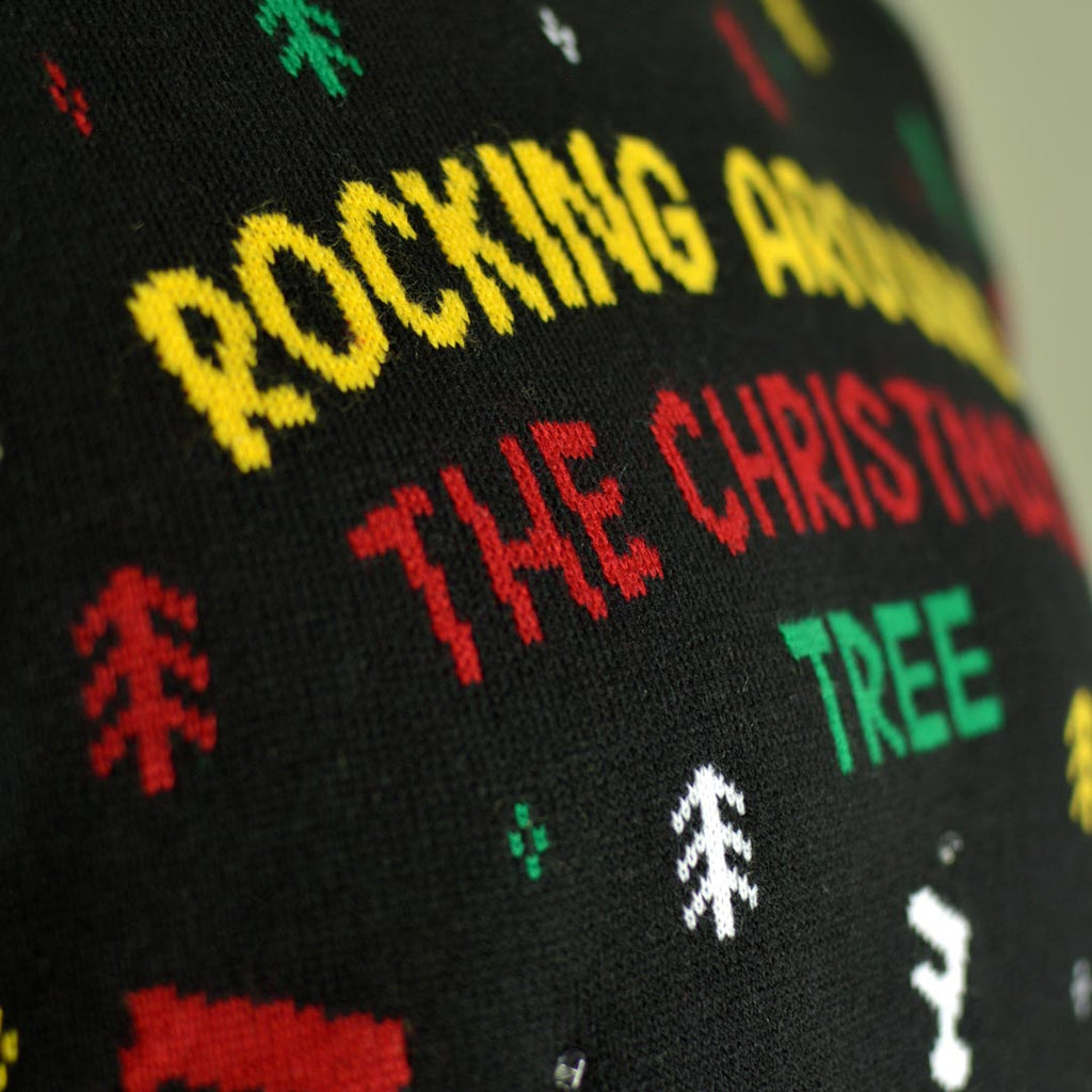 LED light-up Ugly Christmas Sweater Santa Rocker detail 2