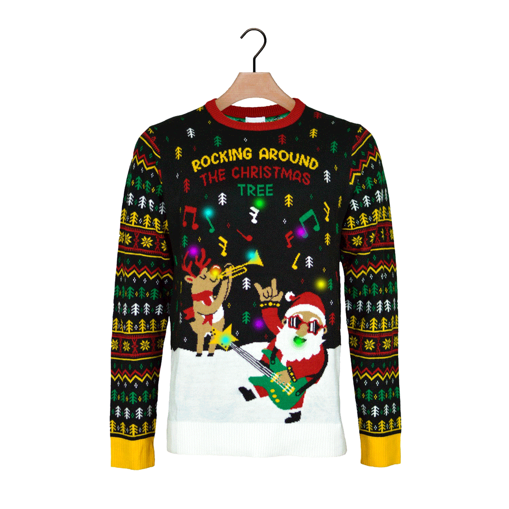 LED light-up Ugly Christmas Sweater Santa Rocker