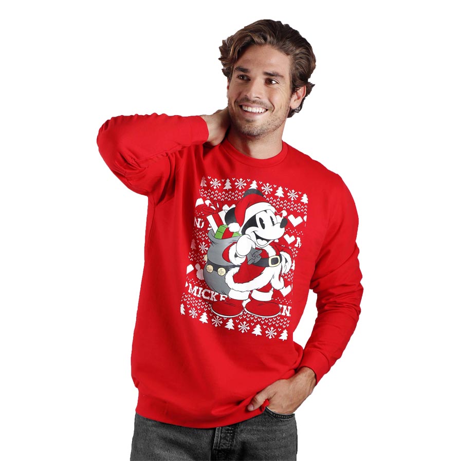 Mens Ugly Christmas Sweatshirt Disney Mickey