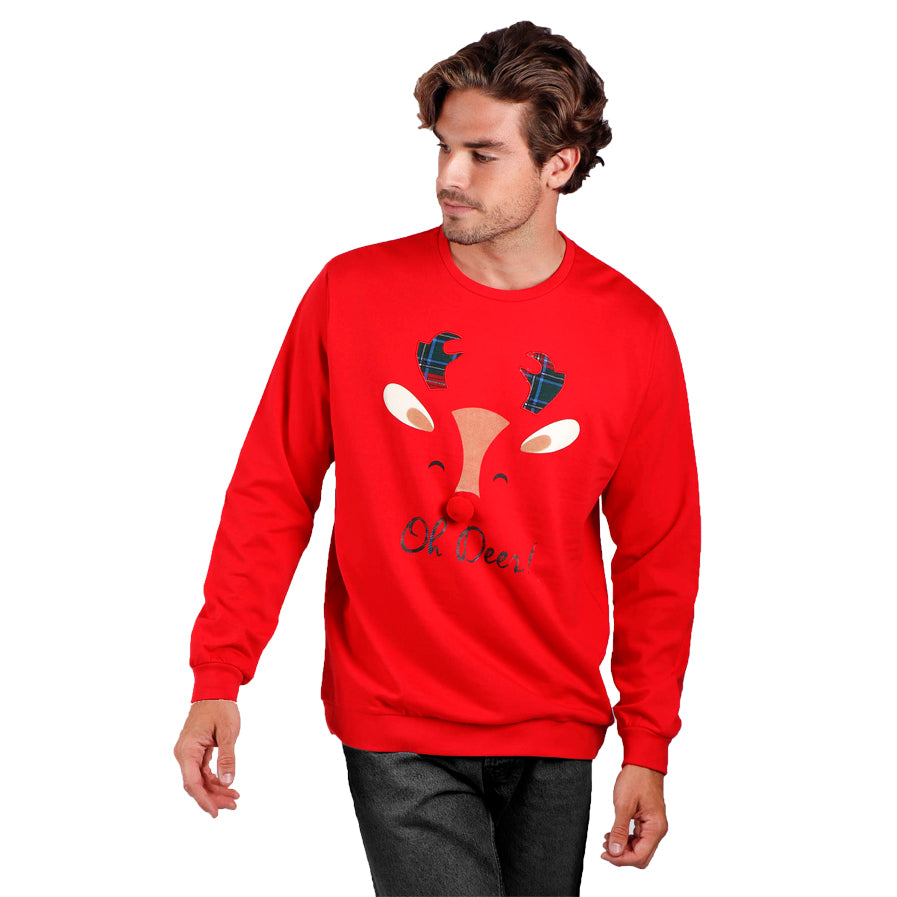 Mens Ugly Christmas Sweatshirt Oh Deer!