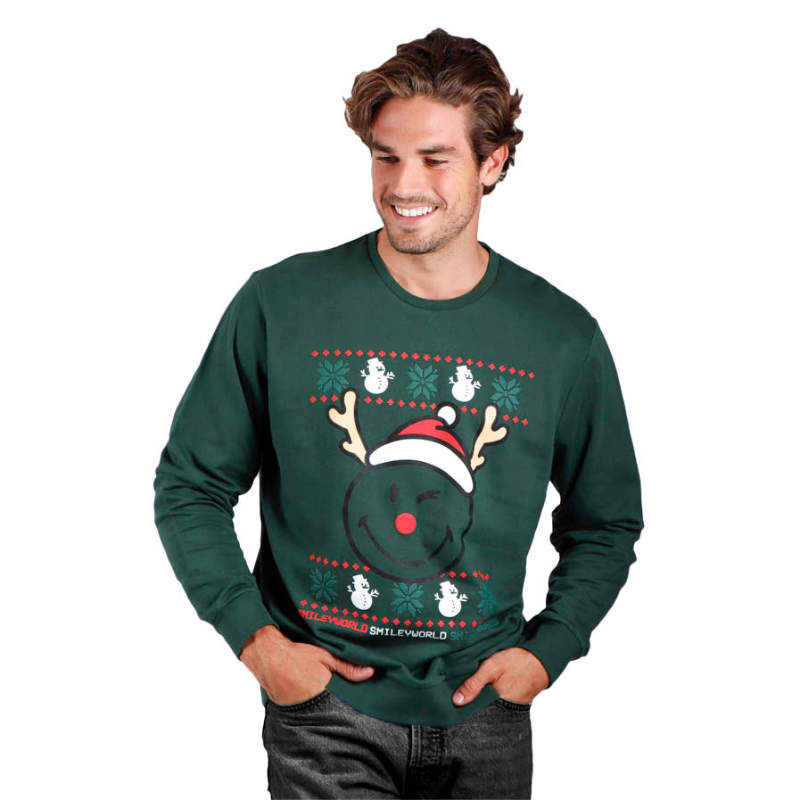Mens Ugly Christmas Sweatshirt Smile
