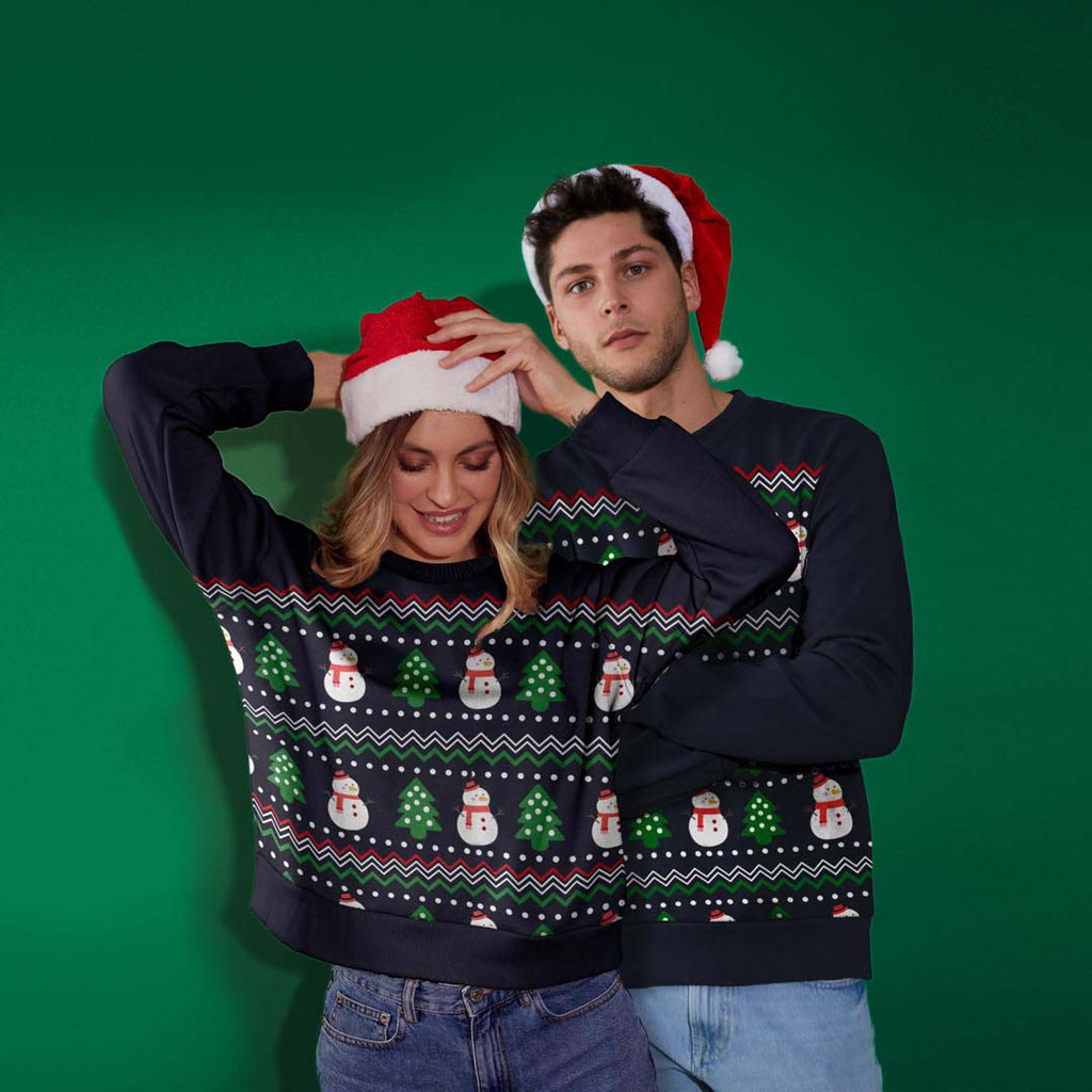 Mens Ugly Christmas Sweatshirt Snow Tree Womens