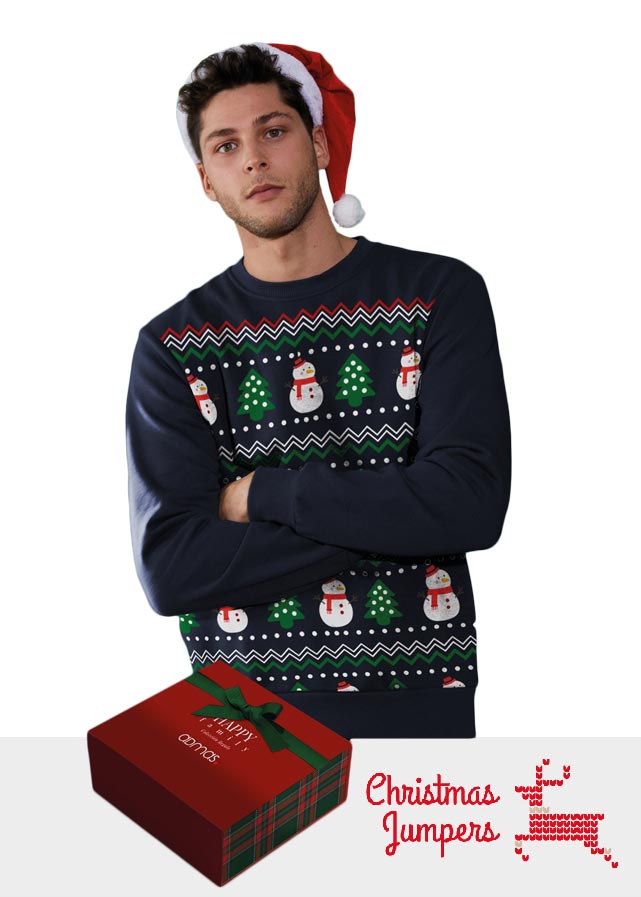 Mens Ugly Christmas Sweatshirt Snow Tree
