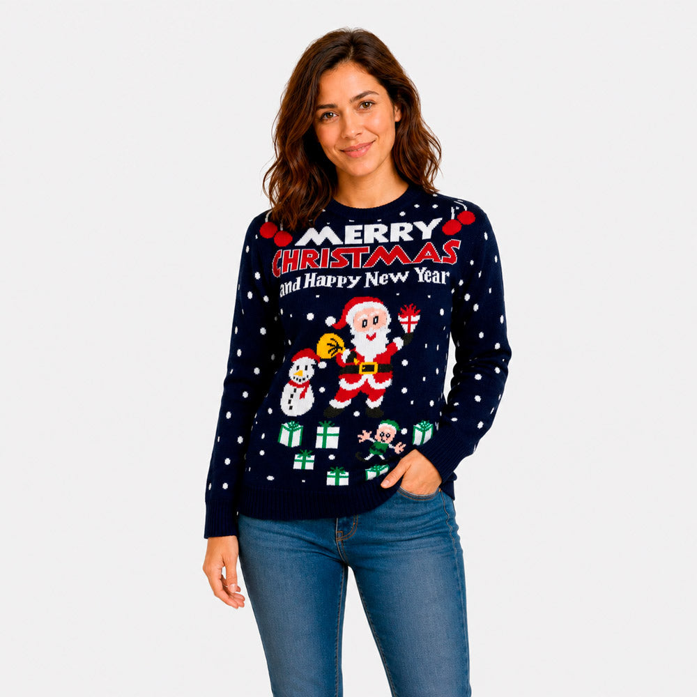 Womens Merry Christmas and Happy New Year Ugly Christmas Sweater
