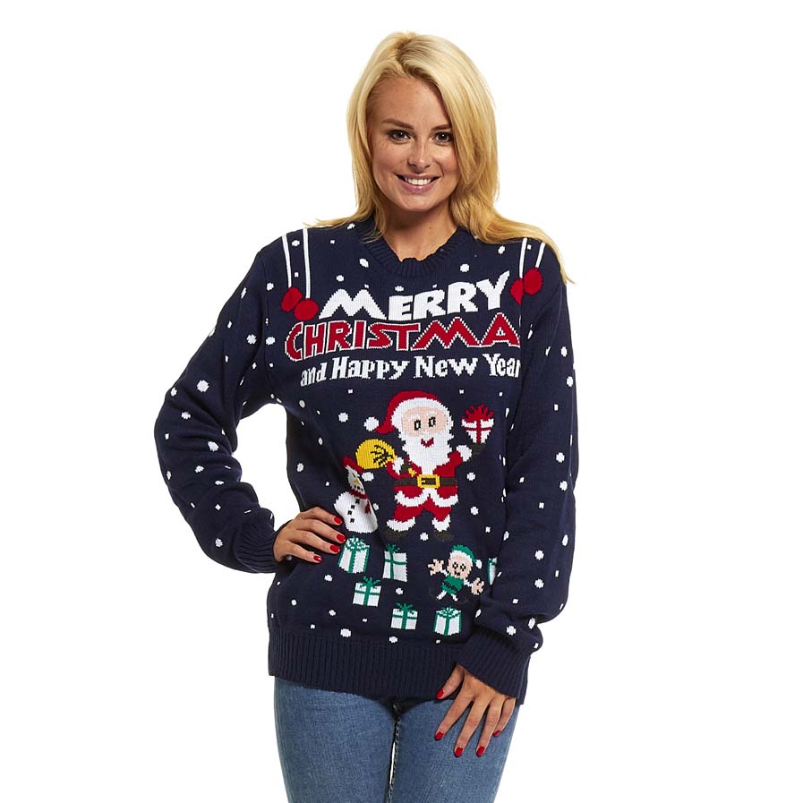 Womens Merry Christmas and Happy New Year Ugly Christmas Sweater