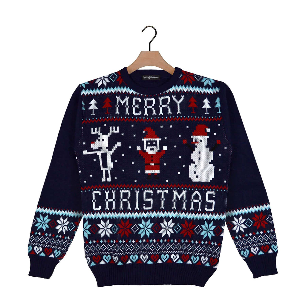 Navy Blue Merry Ugly Christmas Sweater