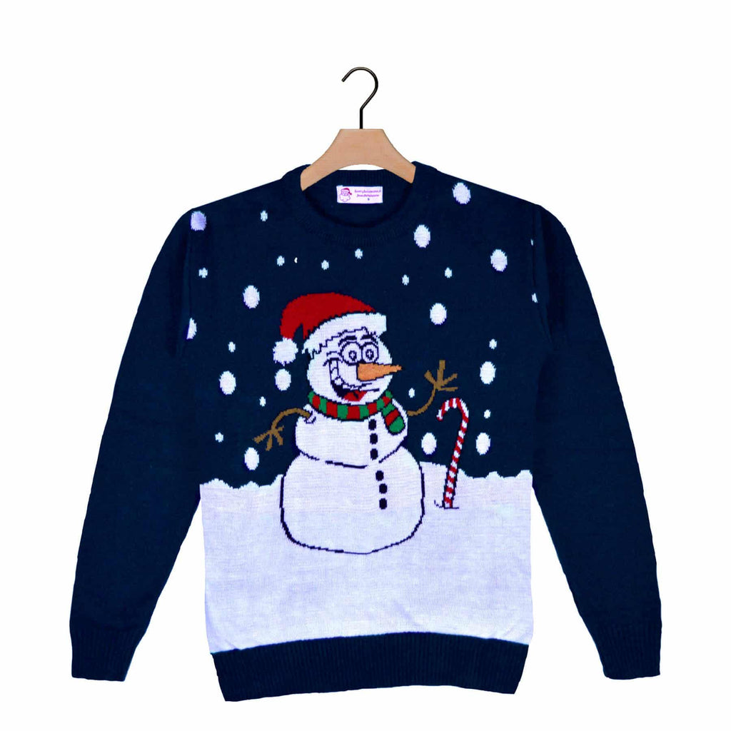 Navy Blue Ugly Christmas Sweater with Snowman