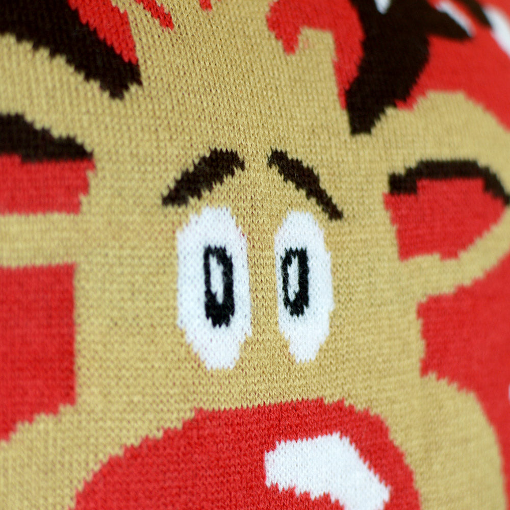 Organic Cotton Boys and Girls Ugly Christmas Sweater Reindeer with Scarf Detail