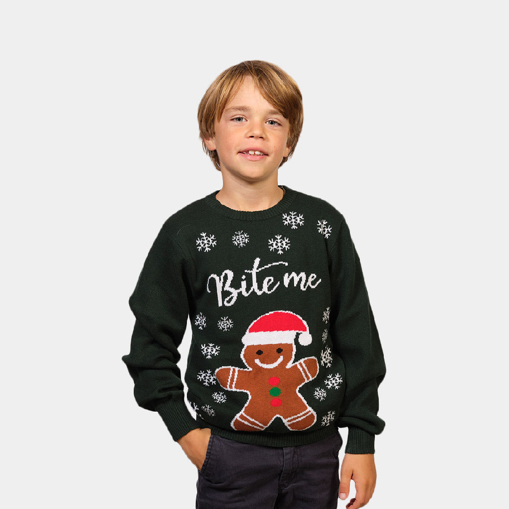 Organic Cotton Boys Ugly Christmas Sweater Jumper Bite Me