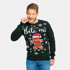 Mens Organic Cotton Family Ugly Christmas Sweater Bite Me