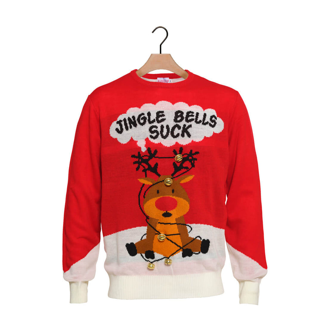 Red 3D Jingle Bells Suck Ugly Christmas Sweater