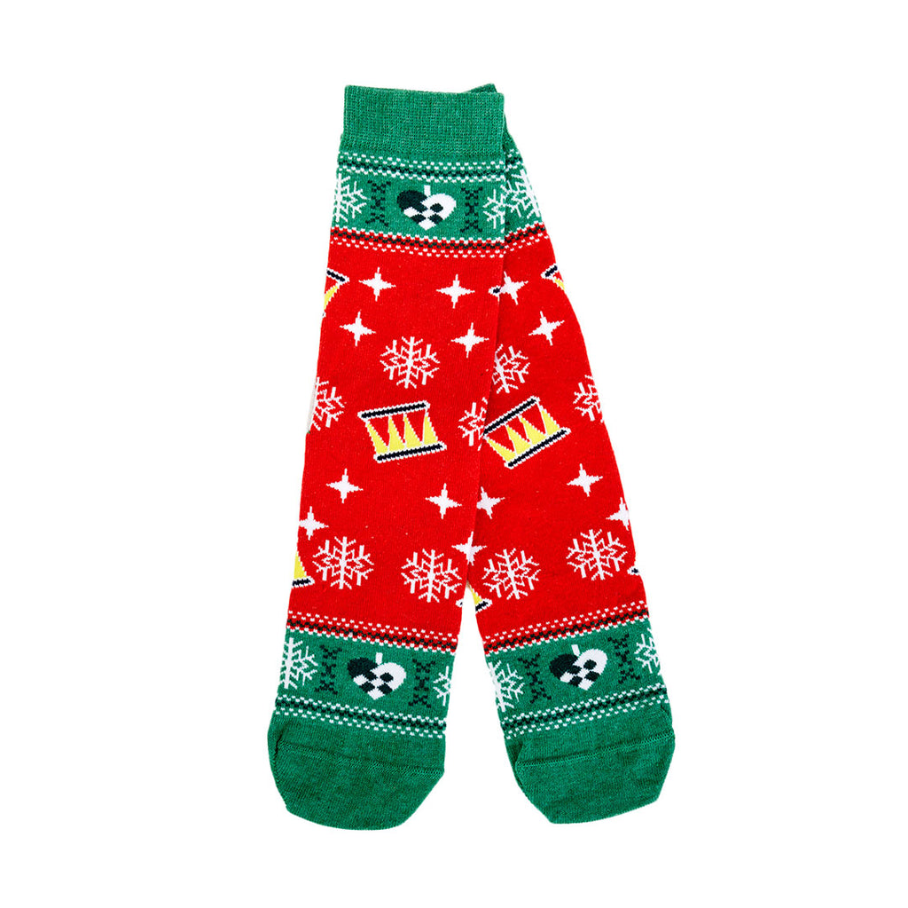 Red and Green Unisex Ugly Christmas Socks with Christmas Tree