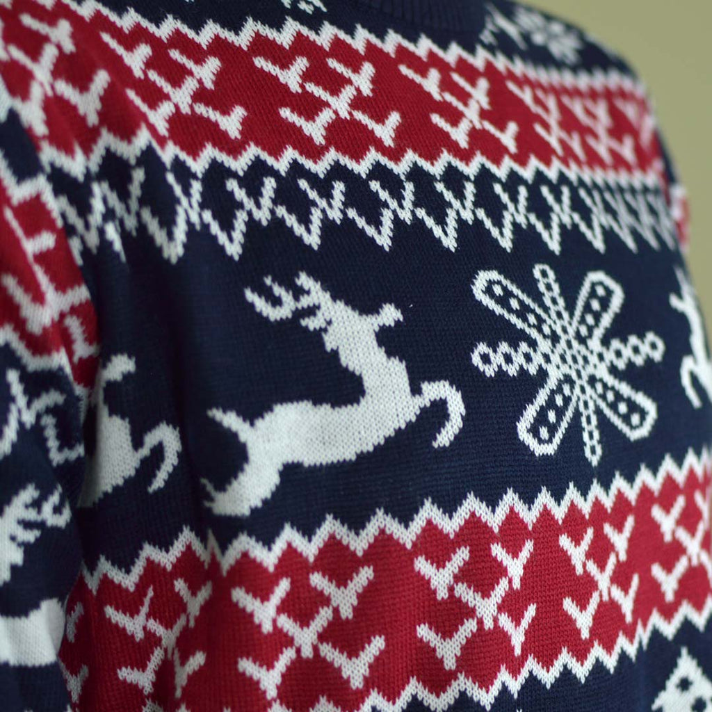 Red and Blue Strips Boys and Girls Ugly Christmas Sweater detail 2