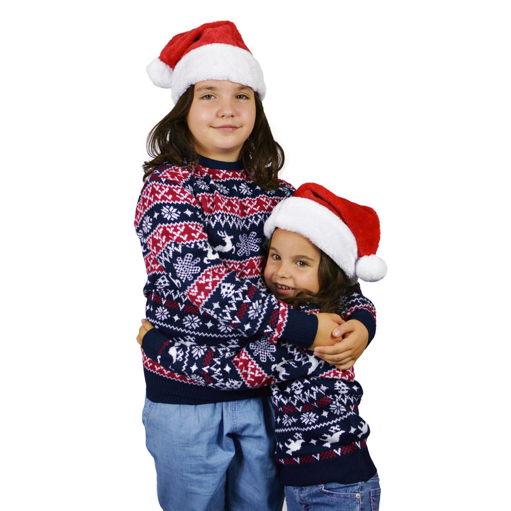 Red and Blue Strips Girls Ugly Christmas Sweater