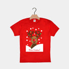 Red Boys and Girls Ugly Christmas T-Shirt with Rudolph Reindeer