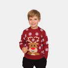 Red Boys Ugly Christmas Sweater with Rudolph the Reindeer