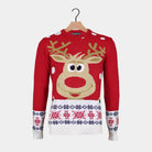 Red Ugly Christmas Sweater with Reindeer and Snow