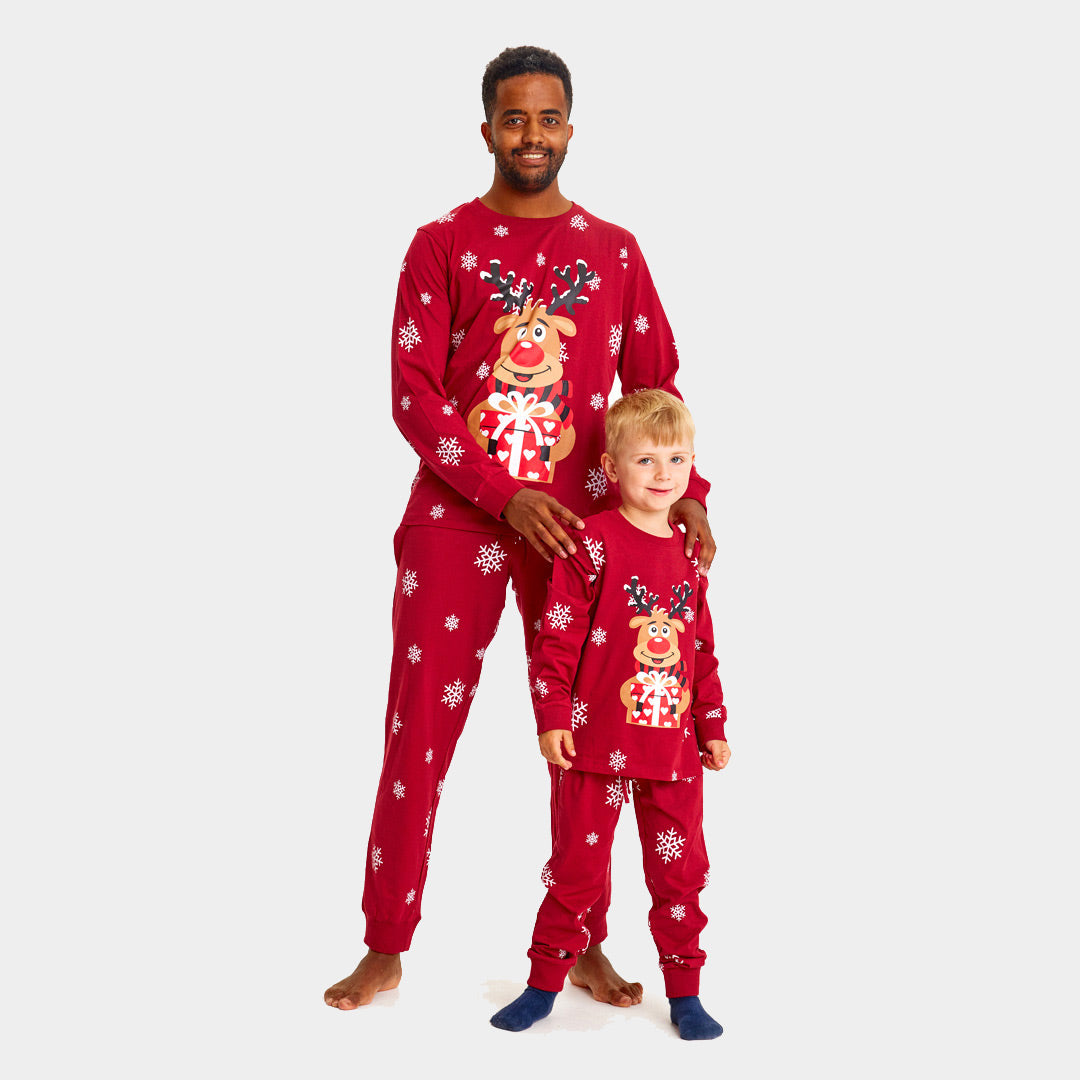 Red Ugly Christmas Pyjama for Family with Rudolph the Reindeer