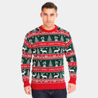 Mens Red and Green Strips Ugly Christmas Sweater