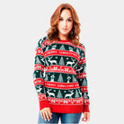 Womens Red and Green Strips Ugly Christmas Sweater