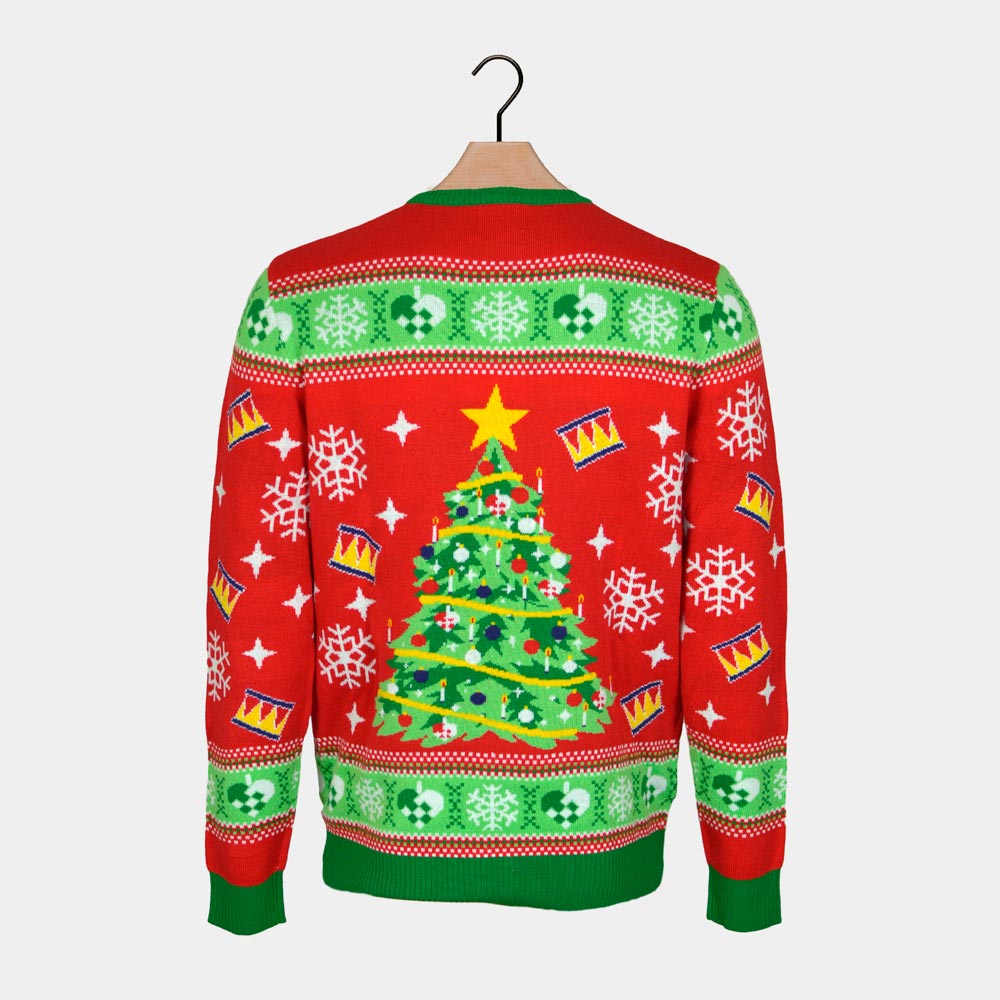 Red LED light-up Family Ugly Christmas Sweater with Christmas Tree back