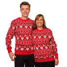 Couples Red Strips Ugly Christmas Sweater with Santa Claus