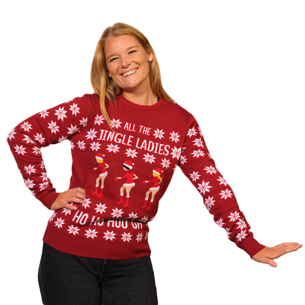 Womens Red Ugly Christmas Sweater Beyoncé Jingle Ladies