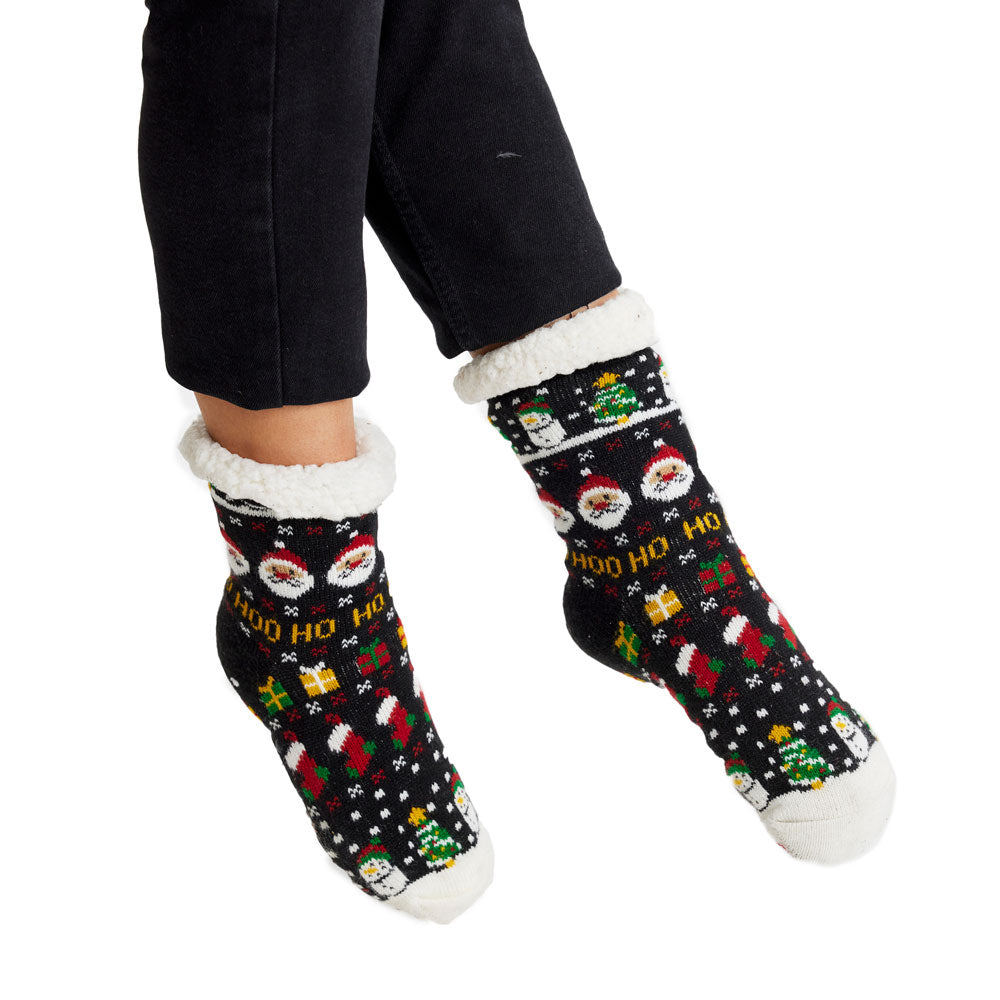 Rubber Sole Ugly Christmas Socks with Santa, Gifts and Snowmens women and men