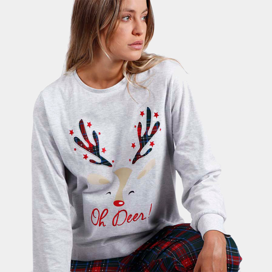 Womens Ugly Christmas Pyjama Oh Deer Detail