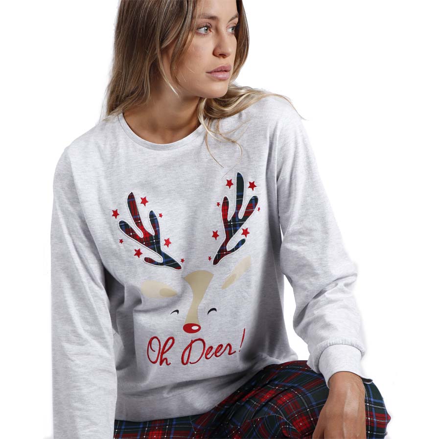 Womens Ugly Christmas Pyjama Oh Deer Detail
