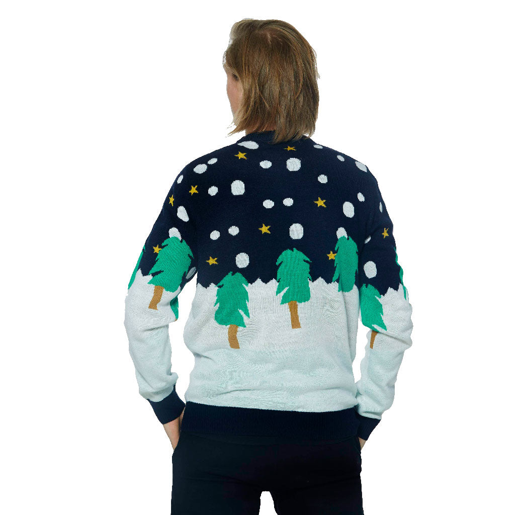 Mens Back Ugly Christmas Sweater with 3D Snowman