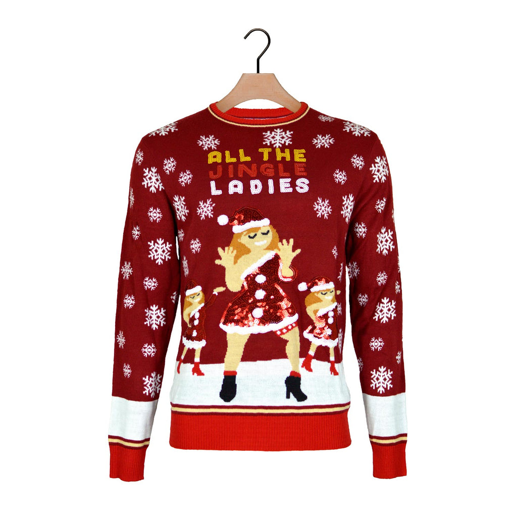 Ugly Christmas Sweater Jingle Ladies with Sequins