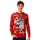 Mens Ugly Christmas Sweater Santa and Reindeer with Sunglasses