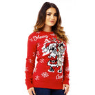 Womens Ugly Christmas Sweater Santa and Reindeer with Sunglasses