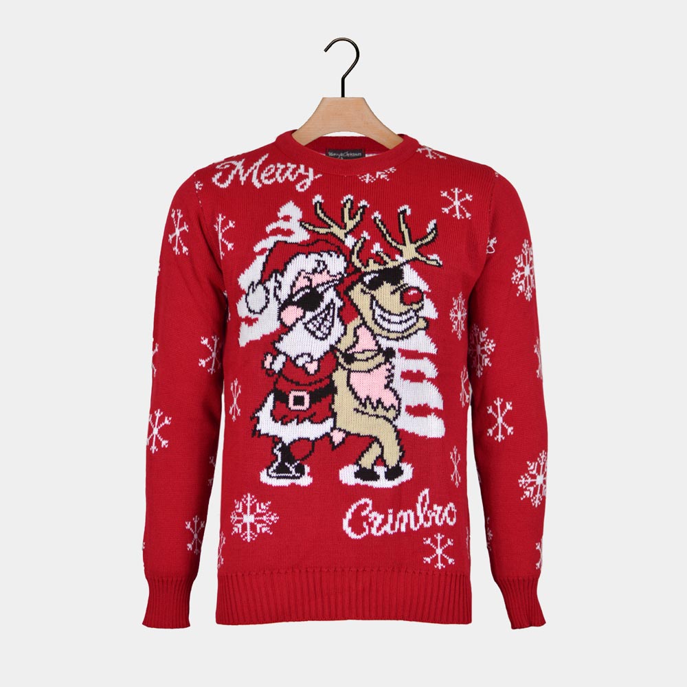 Ugly Christmas Sweater Santa and Reindeer with Sunglasses