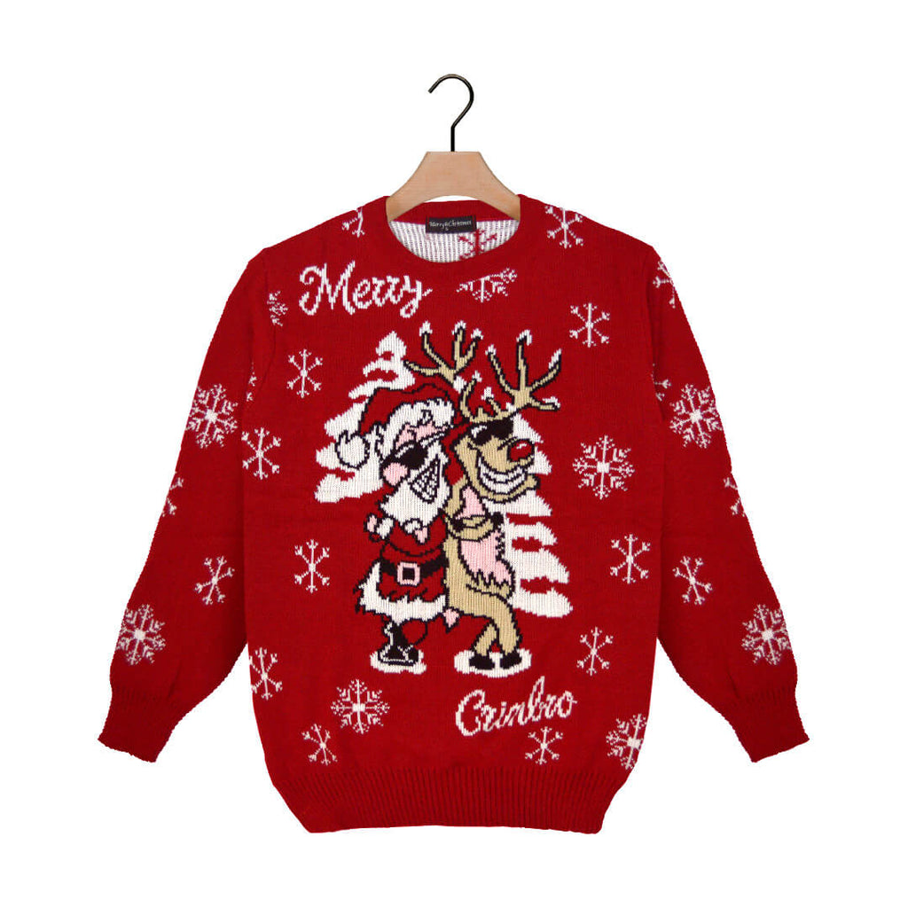Ugly Christmas Sweater Santa and Reindeer with Sunglasses