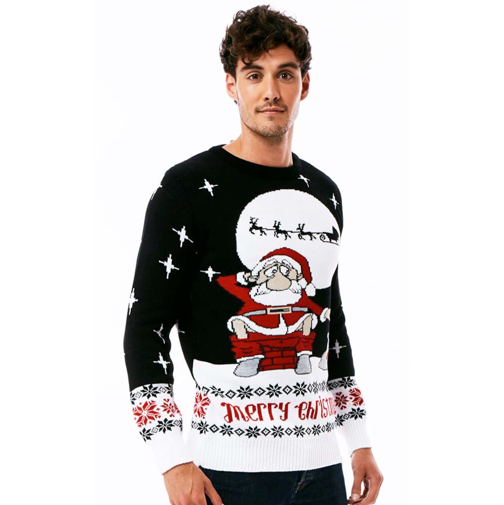 Mens Ugly Christmas Sweater with Santa Downloading