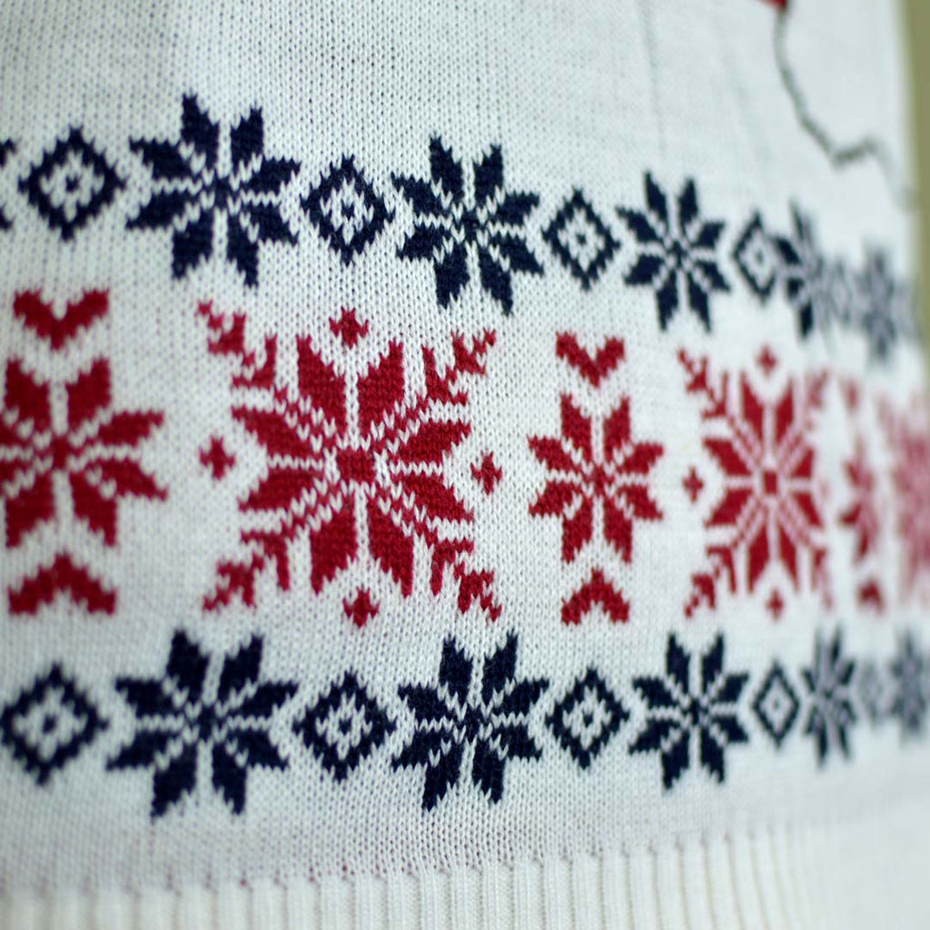 Ugly Christmas Sweater with Santa and Rudolph Smiling detail 1