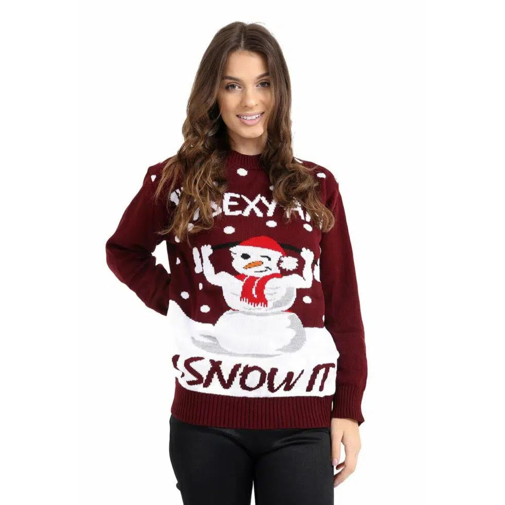Womens Ugly Christmas Sweater with Sexy Snowman