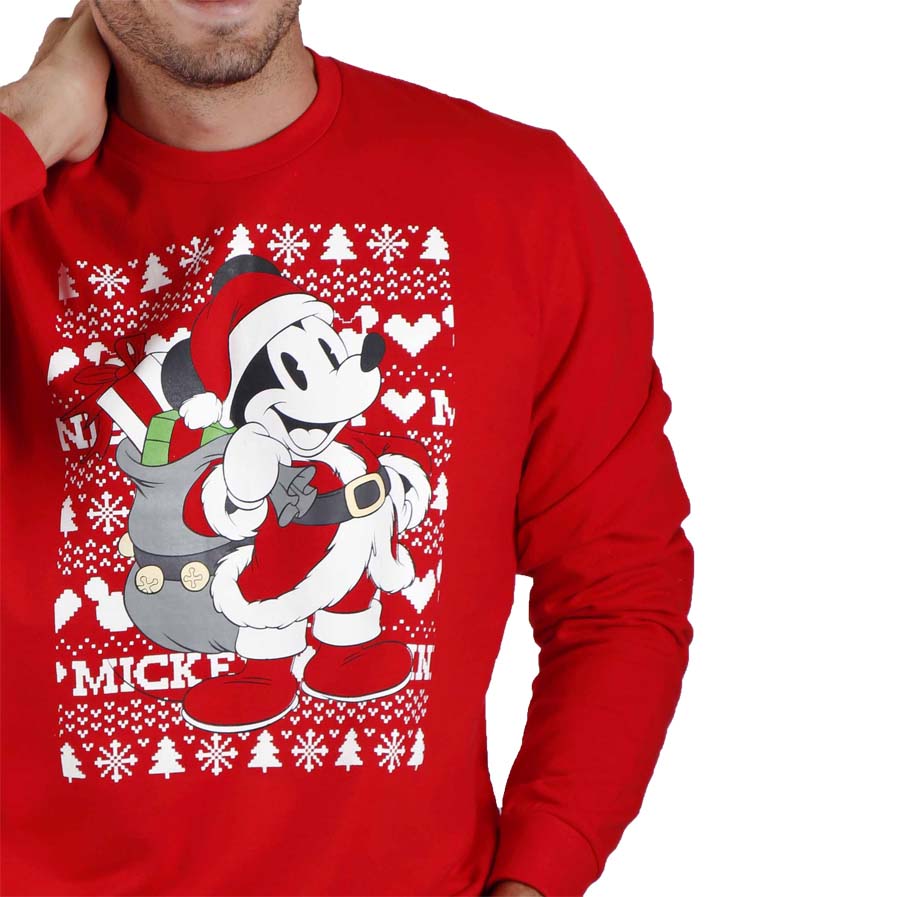 Mens Ugly Christmas Sweatshirt Disney Mickey Detail