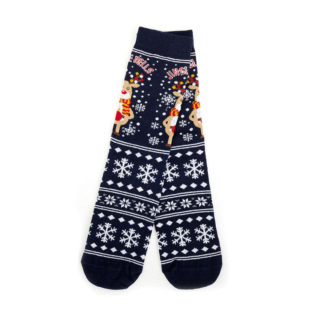 Unisex Ugly Christmas Socks with Rudolph and Snow