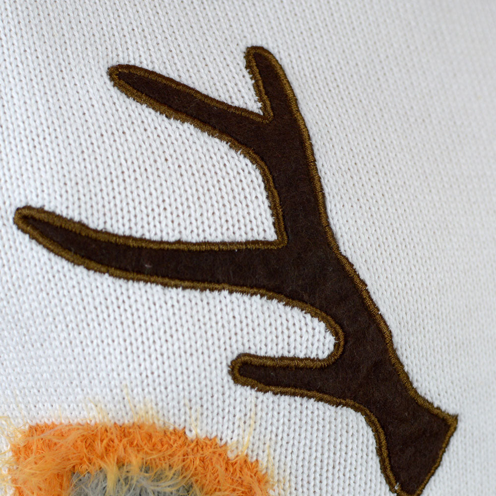 White 3D Family Ugly Christmas Sweater with Hairy Reindeer detail 2