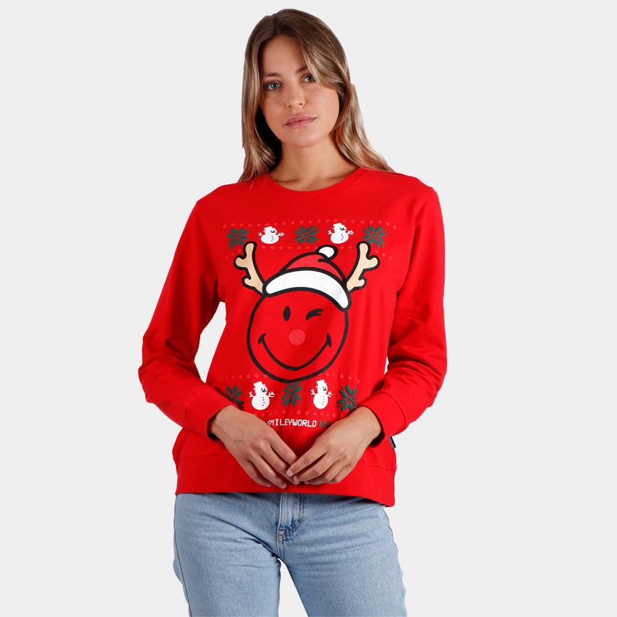 Womens Ugly Christmas Sweatshirt Smile